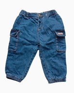 Zara Kids Spodnie jeansowe cargo ocieplane jeansy bojówki z kieszeniami 98