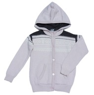 UGLY NORWAY detský sveter s kapucňou 100% merino vlna wool kardigan 116