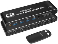 KONSOLA KVM HDMI 3.0 Przełącznik Switch 2 monitory