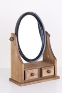oválne zrkadlo drevená základňa mini toaletný stolík