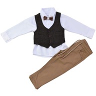 Elegancki zestaw dla chłopca kamizelka biała koszula spodnie mucha 1Y