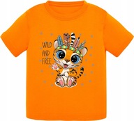 Koszulka dziecięca T-shirt pomarańczowy tygrys kot 110/116 3 4 lata
