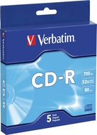 10 szt Verbatim CD-R 700MB 52x w Pudełkach Slim CD