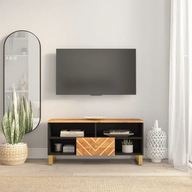 TV skrinka hnedo-čierna 100x33,5x46 cm masívne mangovníkové drevo