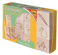 Domino Klocki Kostki drewniane owoce i warzywa klocki układanka 12 sztuk