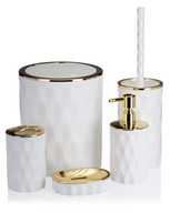 Komplet łazienkowy Reina Zestaw Akcesoria 5 elementów biały złoty 5w1