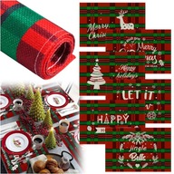 KARÁCSONYI ASZTAL ALÁTÉT KARÁCSONYI KÜLÖNBÖZŐ MINTÁK DEKORÁCIÓ SZETT 6DB-OS