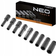 NEO NASADKI UDAROWE 1/2'''' E10-E24 ZESTAW NASADEK DŁUGIE 9 SZTUK CRMO