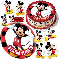 MEGA ZESTAW OPŁATEK NA TORT MYSZKA MIKI MICKEY MOUSE + 8szt POSTACI + TEKST