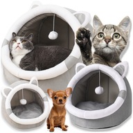 DOMČEK PRE MAČKY PLYŠOVÝ TEPLÝ PELECH HRAČKA LOPTIČKA + PODUŠKA