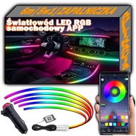 ŚWIATŁOWÓD do Samochodu AMBIENT RGB Gadżety ZESTAW 6m 5w1 ZAPALNICZKA + APP