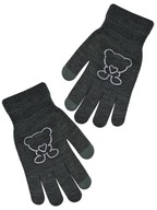 Dievčenské päťprstové rukavice dotyk medvedík grafit Noviti 16cm