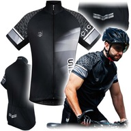 Koszulka rowerowa sportowa z krótkim rękawem czarna ELASTYCZNA kieszeń 3XL