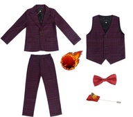 Zamatový oblek, 5 ks, vesta, motýlik 2T7