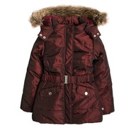 COOL CLUB Kurtka zimowa dziewczęca bordowa pasek płaszcz r. 122