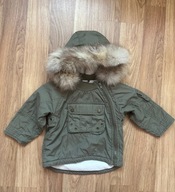 Zimowa kurtka parka khaki H&M futerko miś 80