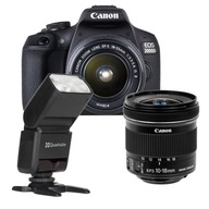 SÚPRAVA Canon 2000D + 10-18 STM + LAMPA QuadraLite