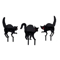 3 ks socha čiernej mačky na halloweensky trávnik