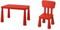 IKEA MAMMUT Konferenčný stolík + detská červená stolička