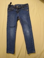 Next spodnie jeans rurki 104 kropki