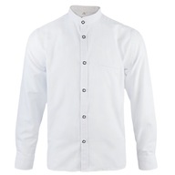 Chlapčenská košeľa s dlhým rukávom biely stojačik vyhrnuté rukávy KADA _158