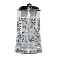 Pivný pohár "Kačice" cín/sklo 425 ml, 18 cm