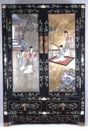 Umenie Čína komoda s hrajúcimi gejšami 92x61x31cm