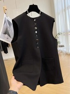 Black Vests Women New Spring Vintage Basic Sleevel