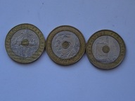 Francja 20 Franków bimetal 1992, 1993 i 1994 - zestaw 3 różnych