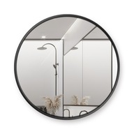 Zrkadlo Kruh 90 cm v čiernom ráme s LED podsvietením Loft