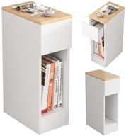 ÉJJELISZEKRÉNY KESKENY FIÓKOS DOHÁNYZÓASZTAL POLCCAL MODERN HÁLÓSZOBA LOFT 60 CM