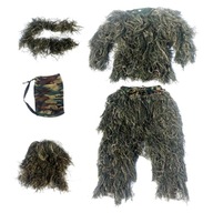 Pánsky oblek Ghillie Nohavice Klobúk Svetlá bunda Woodland Uniform Set so zelenou