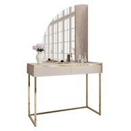 Kozmetický toaletný stolík AURORA-Q GOLD na zlatom rošte so zrkadlom ľavý
