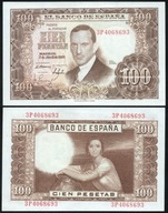 $ Hiszpania 100 PESETAS P-145 UNC 1953