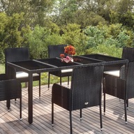 Záhradný stôl so sklenenou doskou čierny 190x90x75 cm