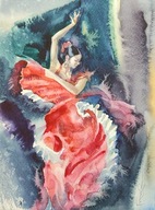 Tanečnica, akvarel Alexander Franko