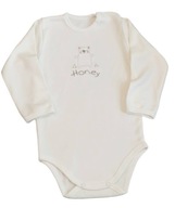 Body niemowlęce r. 80 długi rękaw bawełna body dla noworodka ecru kolor