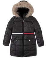 Tommy Hilfiger dievčenská zimná bunda, kabát Long Hooded čierny 116