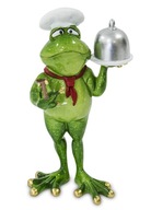 Zábavná figúrka žabka kuchár master chef žaba šéfkuchár ozdoba socha