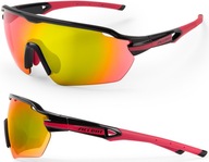 Okulary Rowerowe ACCENT REFLEX - 2 szkła ETUI czarno-różowe