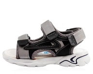Sandále sivé čierne profilovaná športová kožená stielka 27