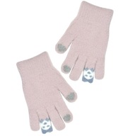 Ciepłe miękkie pluszowe rękawiczki dla dziewczynki 5P beżowe Noviti r.18