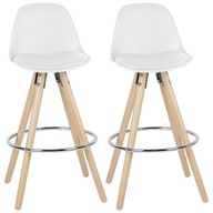 2x Vysoká stolička barová stolička drevené nohy hoker biela