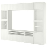 IKEA BESTA Kombinácia na TV Sutterviken/Sindvik biele sklo 300x42x231 cm