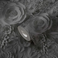 Vinylová tapeta na vlies umývateľná nástenná grafitové kvety 3D vinyl