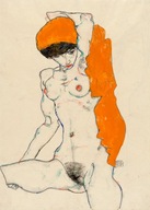 Egon Schiele Nude with Orange Drapery (1914) Plakat 70x50cm