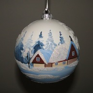 vianočná guľa zdobená 12cm ornament krajina | D01120