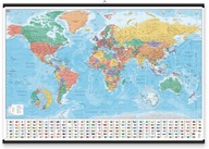 Polityczna Mapa Świata na ścianę Plakat z flagami dla dzieci 91,5x61 cm