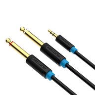 VENTION KABEL PRZEWÓD AUDIO AUX MINIJACK 3,5MM 2X JACK 6,35MM TRS STEREO 1M