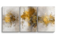 Sada 3 obrázkov Moderný Triptych- Zlato a Striebro dekorácie Glamour 90x180